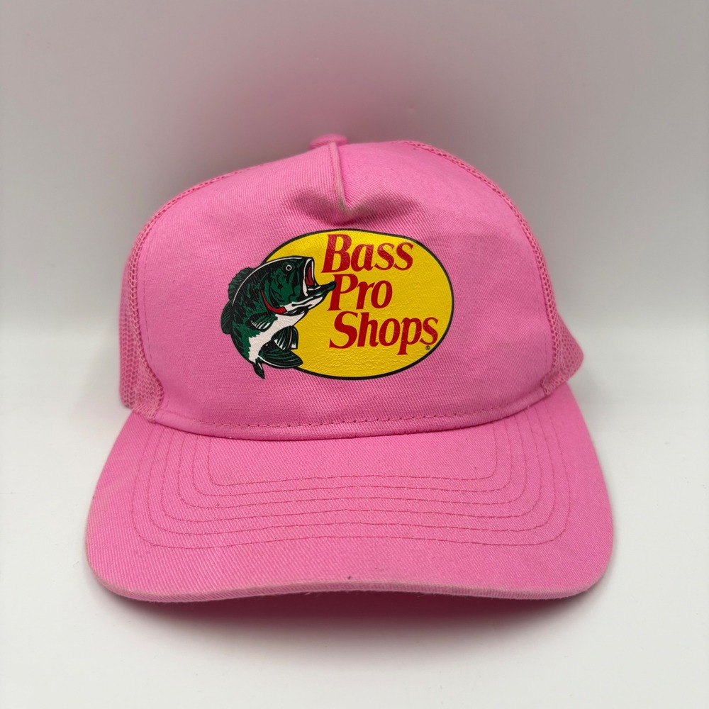 Bass Pro Shops Trucker Hat Youth OSFM Pink Mesh Back Adjustable Snapback Cap
